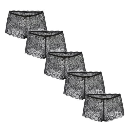 

vbnergoie 5PCs Women Ladies Ultra Soft Seamless Bikini Assorted Boxer Brief Lace Panties Underwear Bikini Small Underwear Tear Away Panties for Women