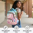 thumbnail image 3 of Xixirimido Beach Starfish Shell Pink Print Kids School Backpack for Girls, 17" Large Capacity Bookbag, Multi Pockets School Bag for Preschool Elementary Middle High School, 3 of 8