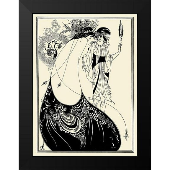 Beardsley, Aubrey 11x14 Black Modern Framed Museum Art Print Titled - Salome 1894 - Peacock skirt