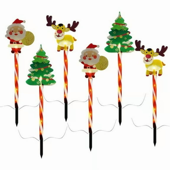 PuSpu 6-Pack Of Moving Christmas Lights LED Waterproof Solar Christmas Lights Outdoor Decorations Solar Courtyard Tree Snowman Reindeer