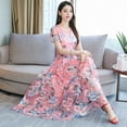 thumbnail image 4 of Bingirl Robe Longue Décontractée d'Été pour Femme à Manches Courtes, Motif Floral, Rose, m, 4 of 5