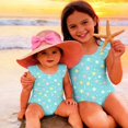 thumbnail image 4 of Abcomgle Toddler Swimsuit Girl 3t Stretchy One Piece Girls Swimsuit Cute Gradient Stars Ruffled Bathing Suits for Girls, 4 of 7