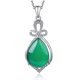 thumbnail image 1 of Collar con colgante de flor de trébol con incrustaciones de diamantes, colgante de jaspe con calcedonia verde, 1 of 5
