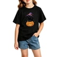 thumbnail image 2 of Gunia Halloween Tshirts For Kids Cat Pumpkin Graphic Print Short Sleeve Crew Neck Casual Thanksgiving Tees Tops Toddler Boys Girls T-Shirts Black 2-14 Years, 2 of 4