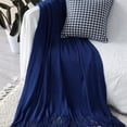 thumbnail image 2 of Royal Blue Acrylic Knitted Throw Blanket – Soft and Cozy Decorative Blanket for Bed, Sofa, Couch, or Living Room, Warm and Stylish Home Décor Accent, 2 of 4