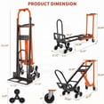 thumbnail image 5 of Veeboto 3-in-1 Heavy Duty Industrial Hand Truck Aluminum Dolly Cart, 1000LBS Folding Stair Climbing Cart with Solid Wheels for Moving, Travel, Office Use, Orange, 5 of 7