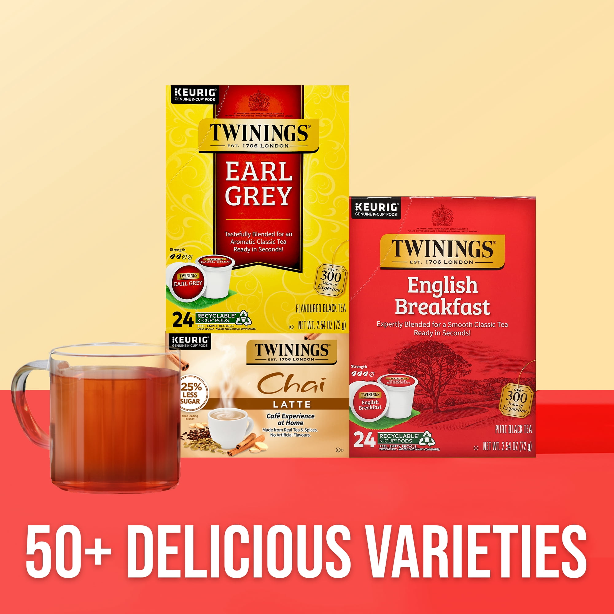(4 pack) Twinings Earl Grey Black Tea K-Cup Pods for Keurig, Citrus & Bergamot, 24 Count