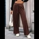 thumbnail image 4 of Pantalones Deportivos de Pierna para Mujer, Cintura Alta, Holgados y con Cordón Ajustable Color Café XXL, 4 of 9