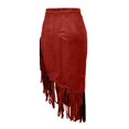 thumbnail image 5 of Unir Women Western Long Fringe Wrap Midi Skirt High Waist Soft Suede Irregular Asymmetrical Country Casual Bottom 1PC S-M-L-XL-XXL Plus Size Friendly, 5 of 6