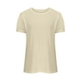 thumbnail image 4 of loopsun Summer Savings Plus Size Tops for Womens,Womens Summer Tops,Fashion Woman Casual Round-Neck Vintage Solid Mesh Blouse Short Sleeve T-Shirt Summer Tops Beige S, 4 of 4