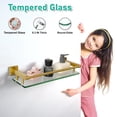 thumbnail image 5 of Woindo Bathroom Glass Shelf with Full-coverage Railing, Floating Tempered Glass Bathroom Wall Shelf Rectangle 16 Inch Shelves Gold Bracket Mount Modern, 5 of 8