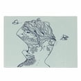 thumbnail image 1 of Fashion Cutting Board, Young Girl Tattoos Butterflies Free Your Soul Inspired Hair Feminine, Decorative Tempered Glass Cutting and Serving Board, Small Size, Purple White, by Ambesonne, 1 of 1
