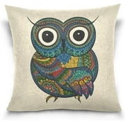 Wellsay Square Cotton Zippered Throw Pillow Case Cushion Pillow Covers Protectors for Home Car Decoration 16 x 16 inches Ornamental Color Owl