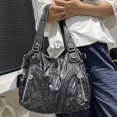 thumbnail image 3 of Bolso de mano de retazos de chica sexy Y2K de moda para mujer, bolso de mensajero de hombro desgastado lavado de gran capacidad, 3 of 4