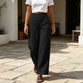 thumbnail image 7 of LIaqionyy Pants for Women's Wide Leg Elastic Waist Casual Loose Lounge Vacation Pant Work Trousers with Pockets, 7 of 7