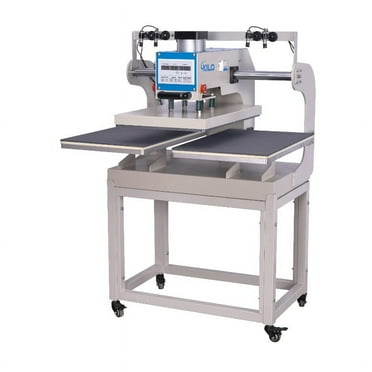 Heat Press Machine with Infrared Positioning, High-Performance 16" x 24" Pneumatic Up Sliding Dual Platen Heat Press Machine, White Blue