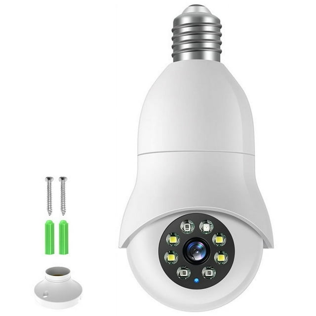 Cámara de seguridad con bombilla - Cámaras de seguridad inalámbricas WiFi 2.4G para exteriores e interiores, para seguridad del hogar, monitoreo de 360°, seguimiento automático, grabación 24/7, visión