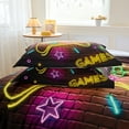 thumbnail image 5 of Koniroom 3 Pieces Neon Gamer Comforter Set Queen Size for Boys, Kids Bedroom Decor Gaming Bedding, Video Game Controller Design Bed Set, Blue Purple, 5 of 7