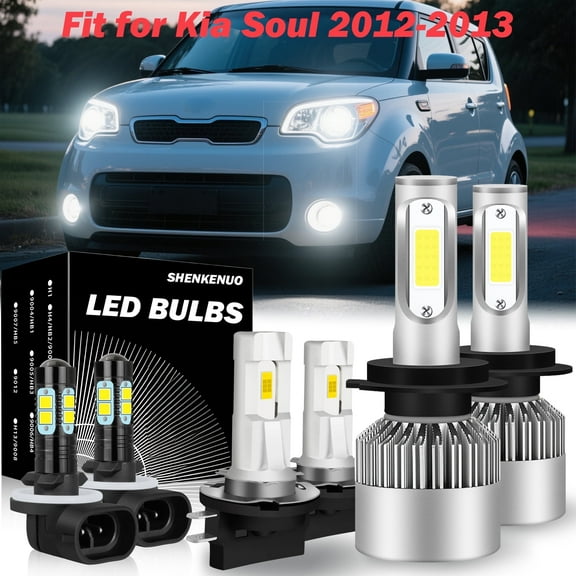 For Kia Soul 2012 2013 LED H7 H11B 881 Headlight High Low Beam Fog light Bulbs Kit 6000K White 6x