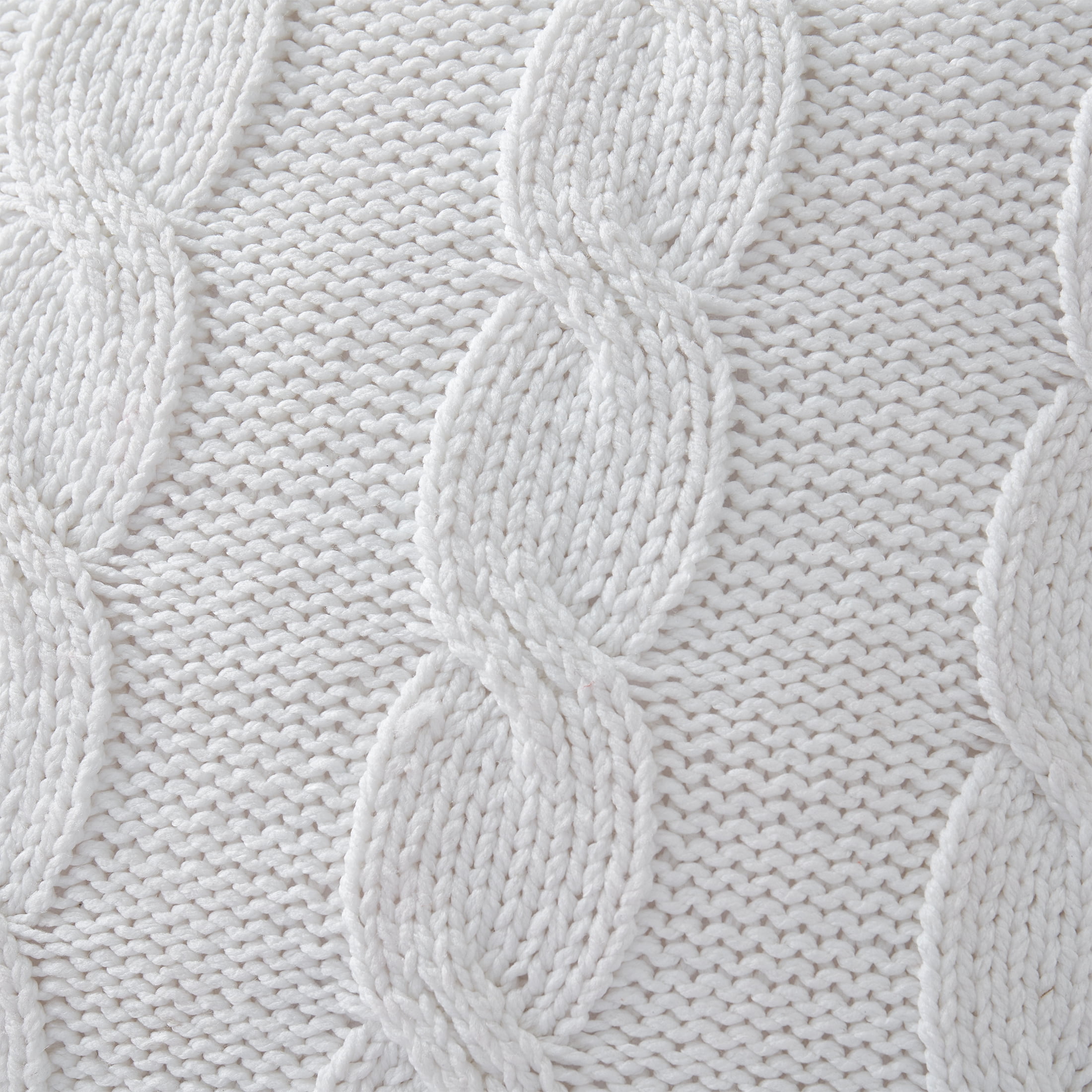 My Texas House Willow Cable Knit Square Decorative Pillow Cover, 22" x 22", White