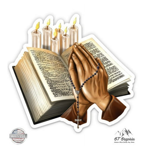 Bible and Rosary - 3" Vinyl Sticker - For Car Laptop I-Pad Phone Helmet Hard Hat - Waterproof Decal