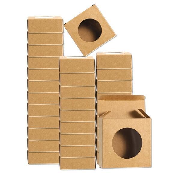 32Pcs Soap Packaging Boxes 3x3x1.2 Inch Kraft Soap Box(Brown)