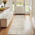 thumbnail image 1 of Floral Kitchen Rugs 2x6, Washable Non Slip Distressed Print Entryway Mat Ultra Thin Low Pile Runner Rug for Hallway Laundry Bathroom, Beige, 1 of 8