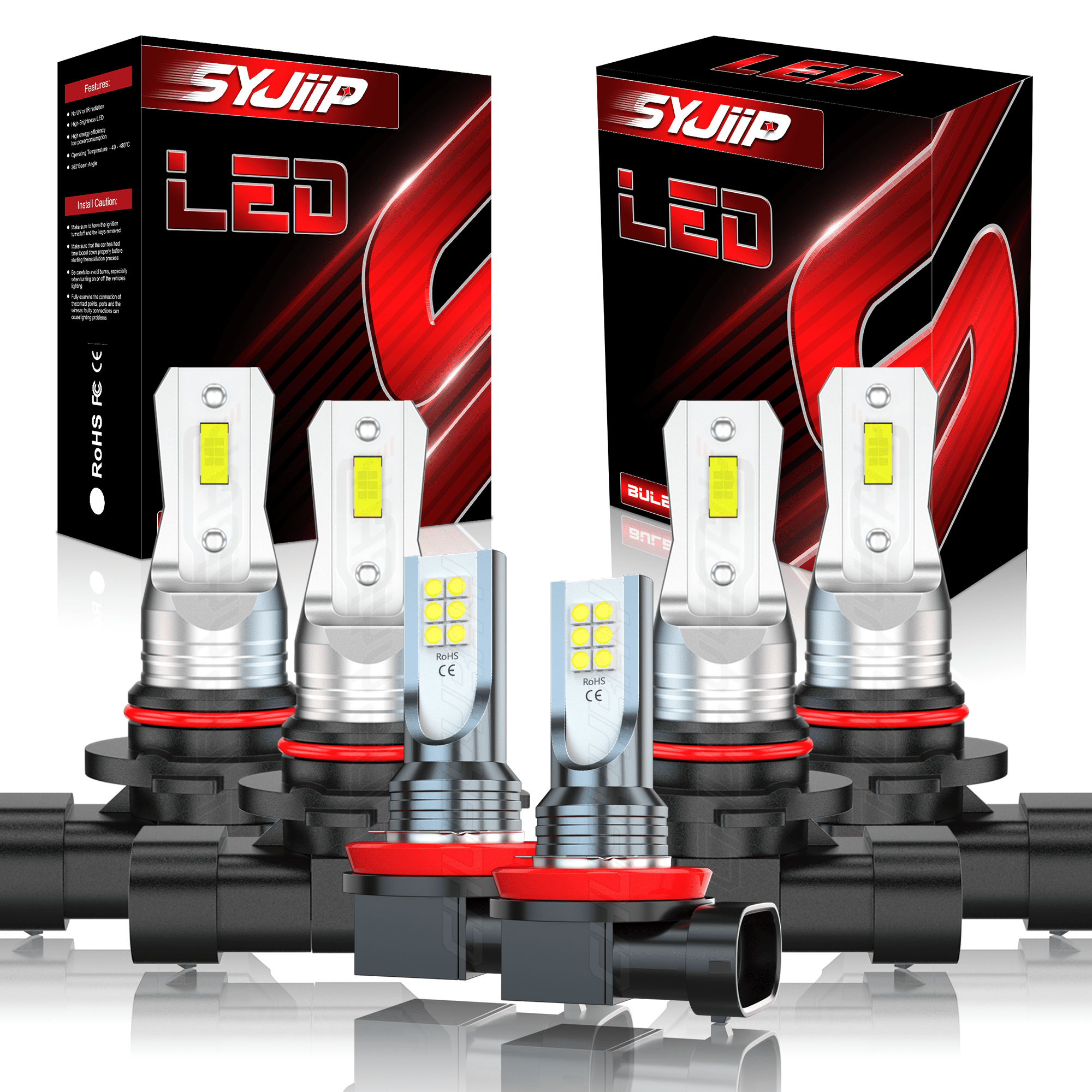 9005 9006 H11 LED Combo Headlight Fog Light Kit High Low Beam Bulb