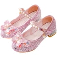 thumbnail image 5 of Quealent Kids Toddler Girls Dress Shoes Pumps Low Heels Sparkling Flower Mary Jane Footwear for Party Prom Wedding Birthday Pink for Size 3, 5 of 7