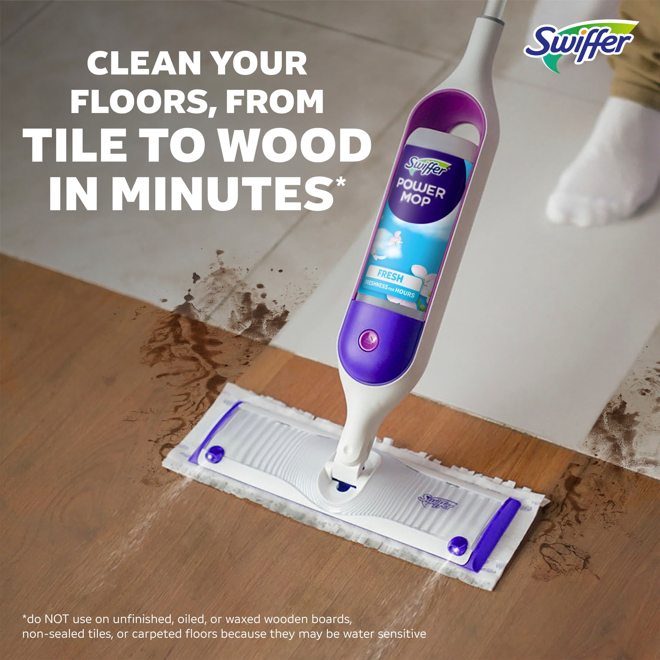 (3 pack) Swiffer Power Mop Refill Solution, Tile, Vinyl, Laminate, Wood, Floor Cleaner, Fresh, 50.6oz