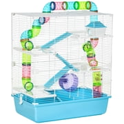 Extra Large 23" Hamster Cage with Tubes and Tunnels, Portable Carry Handles, Rat House and Habitats Big 5-Tier Design, Includes Exercise Wheel, Water Bottle, Food Dish, Light Blue