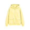 thumbnail image 3 of Little Girls Hoodie Pure Color Long Sleeved Hooded Pullover Jacket Loose Fit Casual Fall Pullovers Size 7-8T,Yellow, 3 of 3