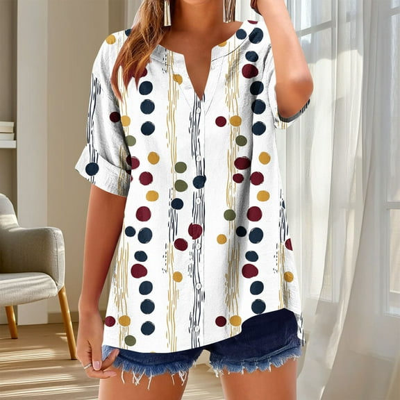 Gamivast Womens Clothes Summer Tops for Women Button Down Blouse Shirts Floral V Neck Short Sleeve Tunic Tops Trendy Beach Vacation Clothes WhiteM Past