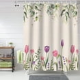 thumbnail image 2 of Easter Shower Curtain Tulip Flowers Spring Floral Shower Curtains for Bathroom Decor Eucalyptus Leaves Bath Curtains Sets for Spring Easter Bathroom Decor Fabric Waterproof Small Stall 36" X 72", 2 of 6
