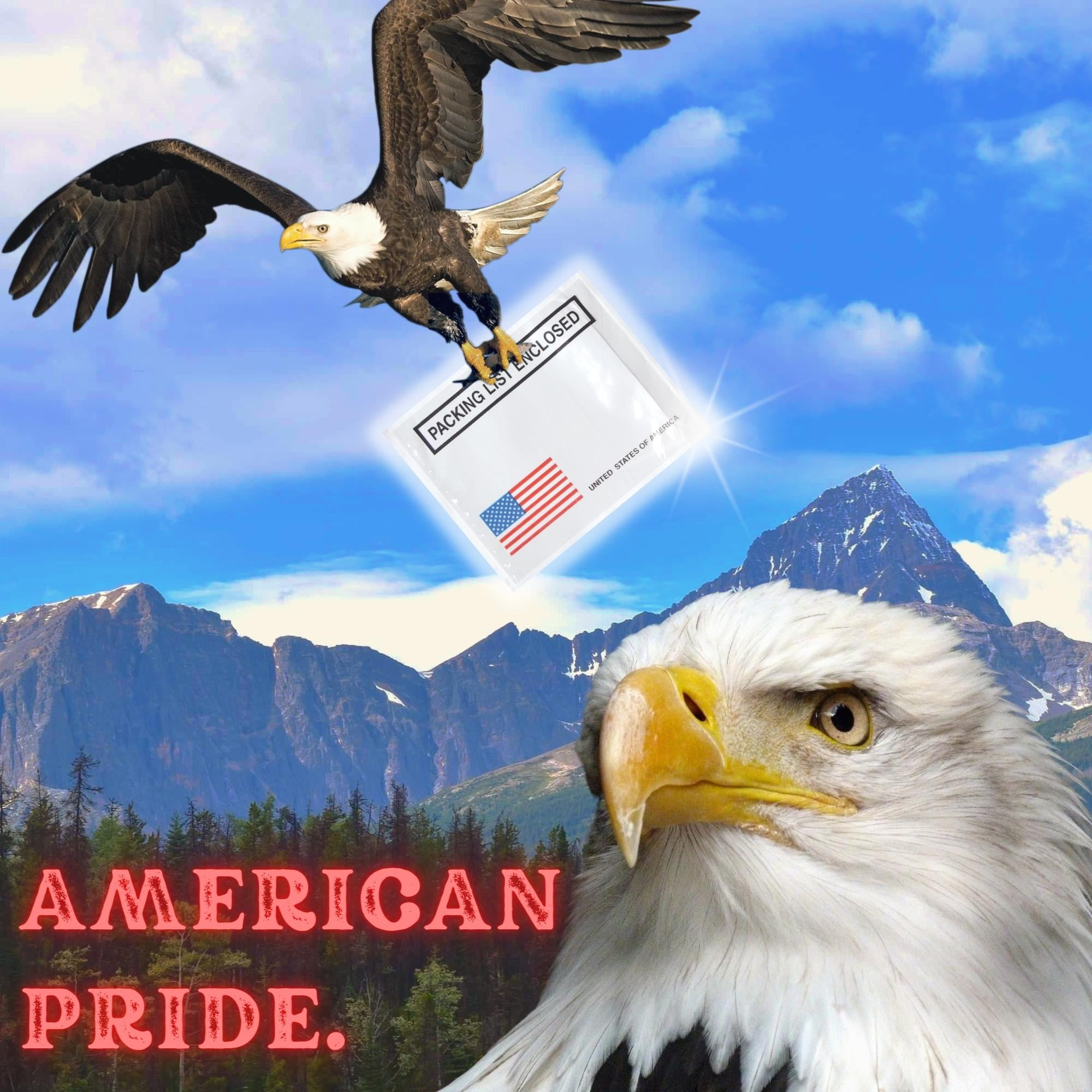 MMBM Packing List Envelopes 4.5" x 5.5" Waterproof for Retail Mailing and Shipping Use 1000 Pieces with USA Flag Print