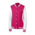 thumbnail image 5 of Sport-Tek Ladies Fleece Letterman Jacket-3XL (Pink Raspberry/ White), 5 of 6