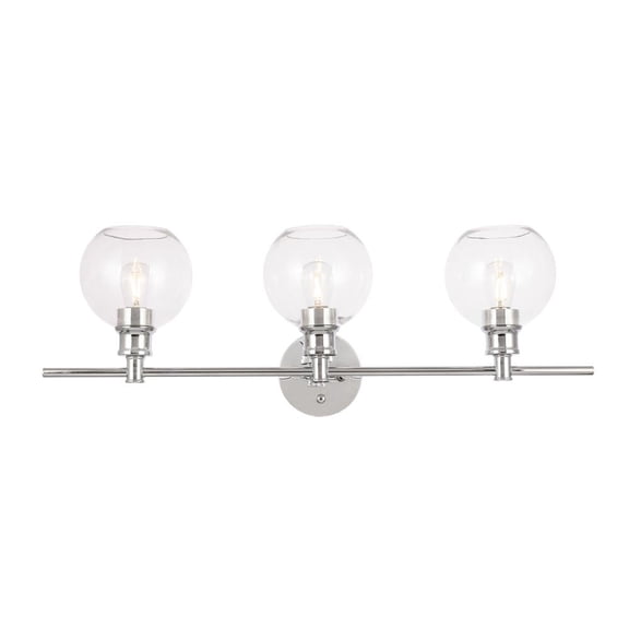 Collier 3 light Chrome and Clear glass Wall sconce