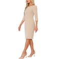 thumbnail image 4 of INSPIRE CHIC Vestido Vintage para Mujeres de Manga 3/4 para Trabajar, Vestidos Sheath Talla S Color Albaricoque, 4 of 6