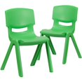 thumbnail image 1 of Flash Furniture 2 Pack Green Plastic Stackable School Chair with 15.5" Seat Height, 1 of 5