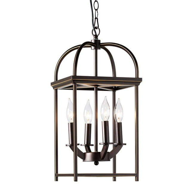 Baxton Studio Linez Dark Bronze Metal 4-Light Lantern Pendant Light