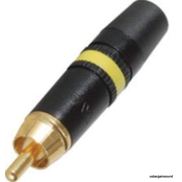 Neutrik Rean NYS373-4 RCA Male Phono Plug Black W/Gold Contacts - Yellow Ring