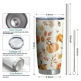 thumbnail image 6 of 20oz Tumblers Fall Pumpkins Leaves Pattern Stainless Steel Vacuum Insulated Double Wall Travel Tumbler Cups Mug with Lid and Straw,Cleaning Brush for Cold & Hot Drinks, 6 of 7