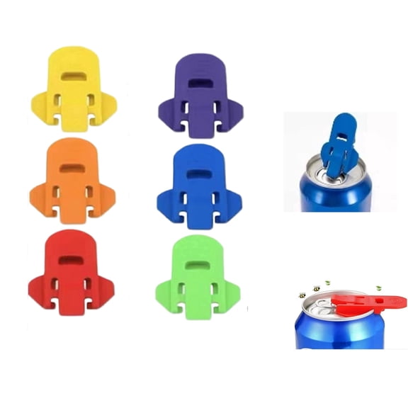 6  Easy can openers ，Multiple colors，can be used for soda beer and beverage can cover protectors, plastic protective can openers, suitable for cans, cola, soda openers
