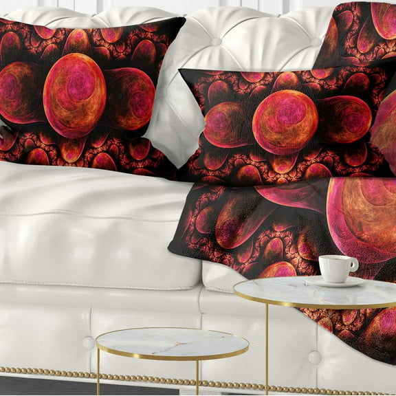 Designart Red Exotic Fractal Pattern - Abstract Throw Pillow - 12x20