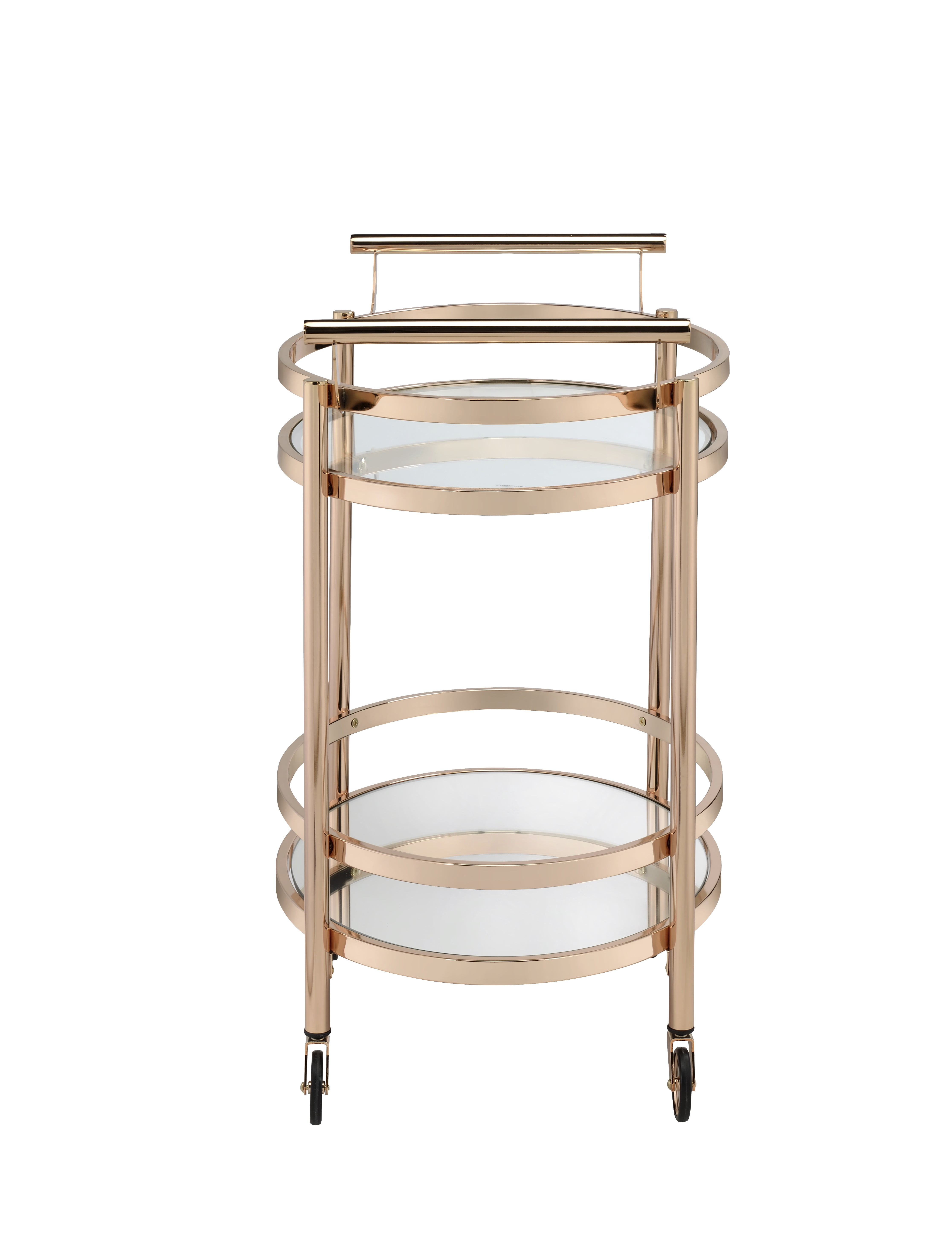 Clear Glass & Rose Gold Finish Serving Cart