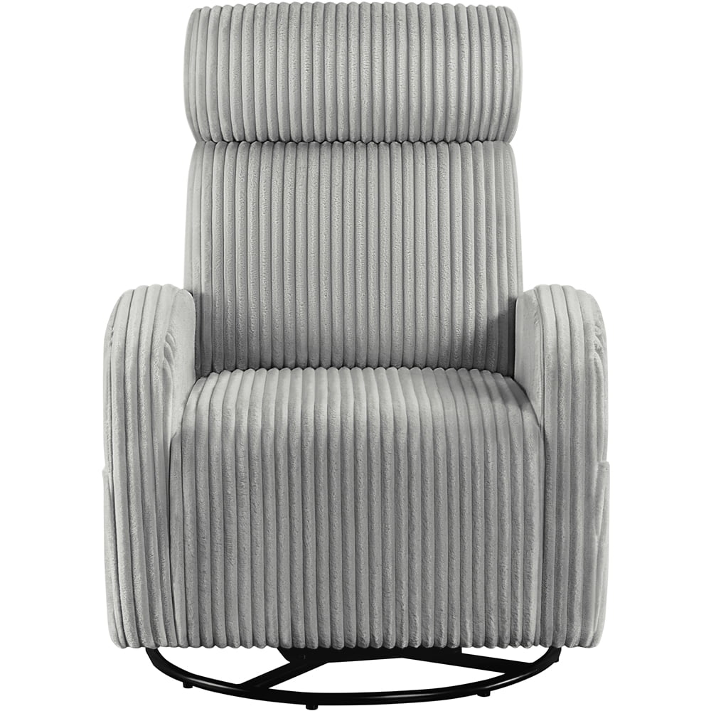 Yaheetech Corduroy Swivel Recliner Glider Chair Rocking Chair for Living Room, Light Gray