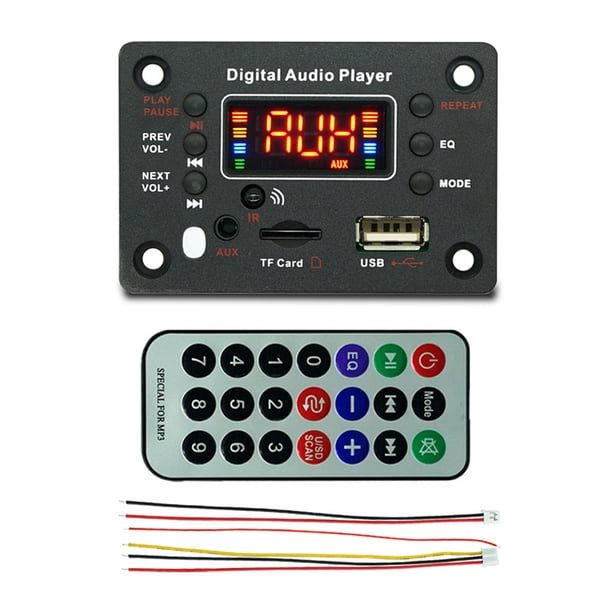 Placa decodificadora inalámbrica BT 5,0 12V MP3 WMA compatible con TF USB AUX Radio FM para coche