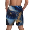 thumbnail image 2 of Lsque Mens Swim Trunks Navy Blue Marble Pattern - Bathing Suit Compression Liner - Beach Swim Shorts Swimwear - (S-3XL) - Stretch Quick Dry -XX-Large, 2 of 9