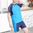 thumbnail image 7 of Alvivi Boys 3 Pieces Rash Guard Set Swim T Shirts with Trunks Swimming Hats Beach Bathing Suit Blue 3-4, 7 of 7
