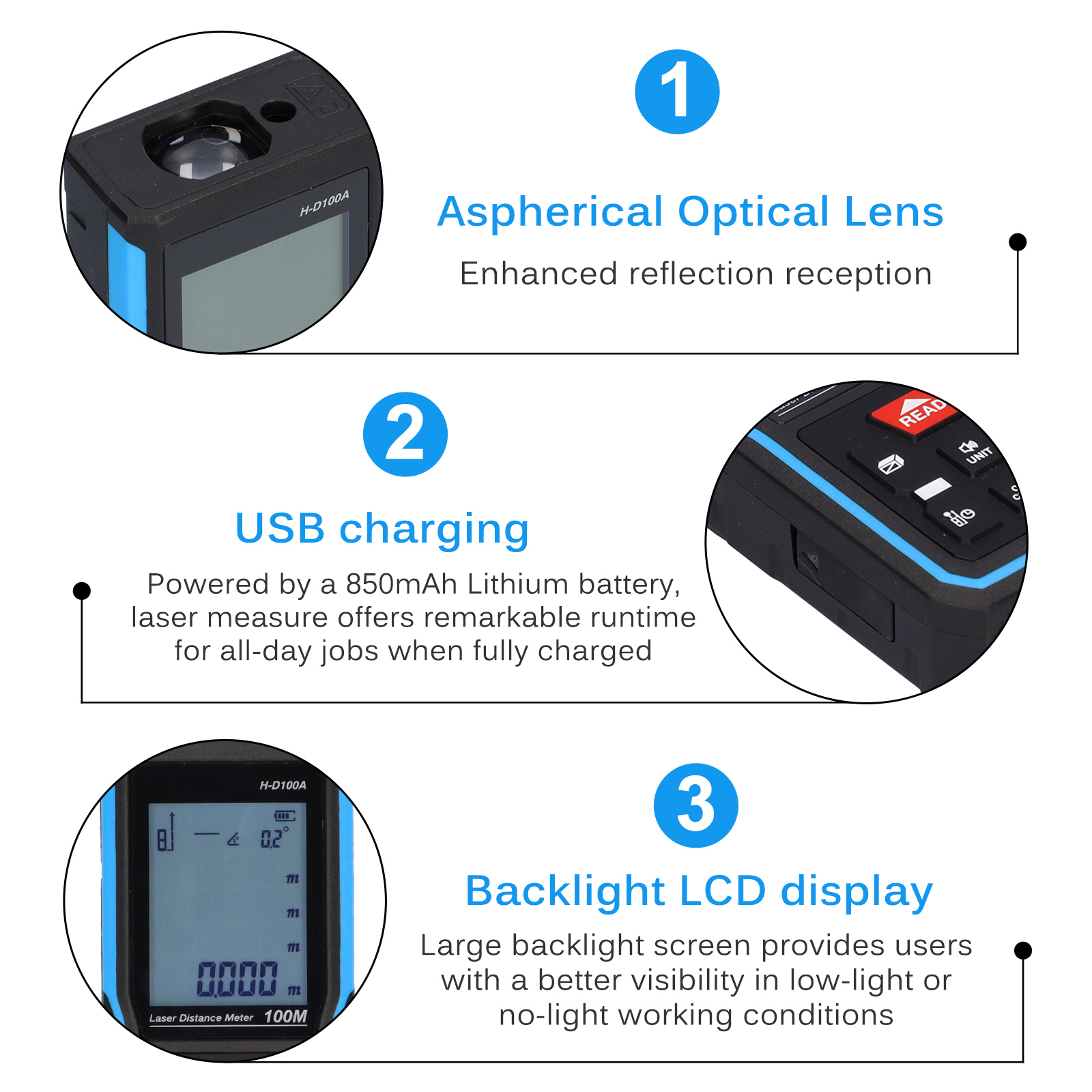 Laser Measure 328ft in Laser Tape Measure Digital Laser Measurement  Tool Distance Meter with Backlit LCD